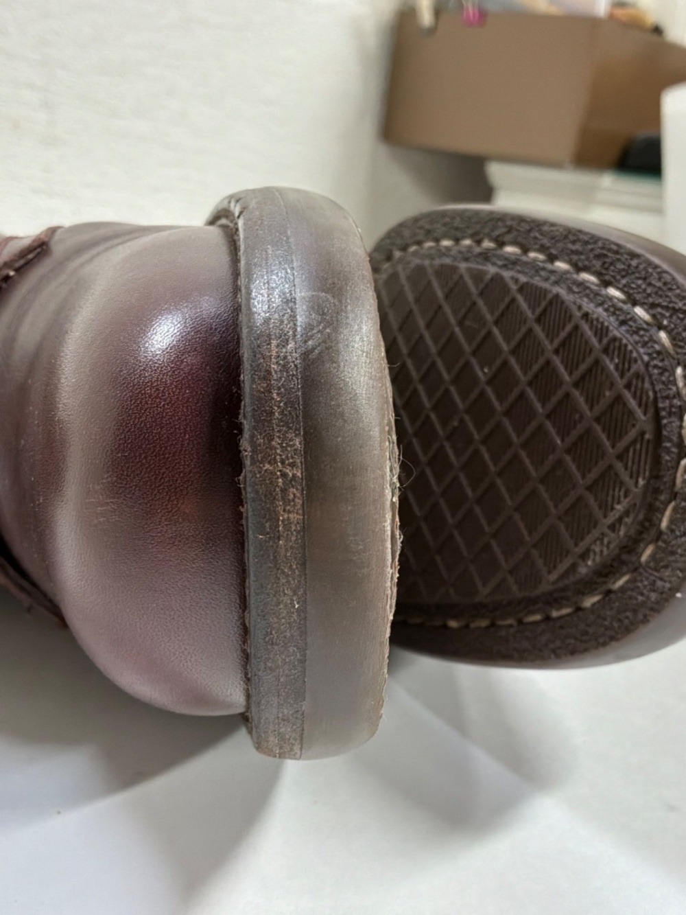 Vintage 90's CHANEL CC Logo COMBAT Biker Moto Brown Lace Up Leather Boots  37.5 - Picture 14 of 16